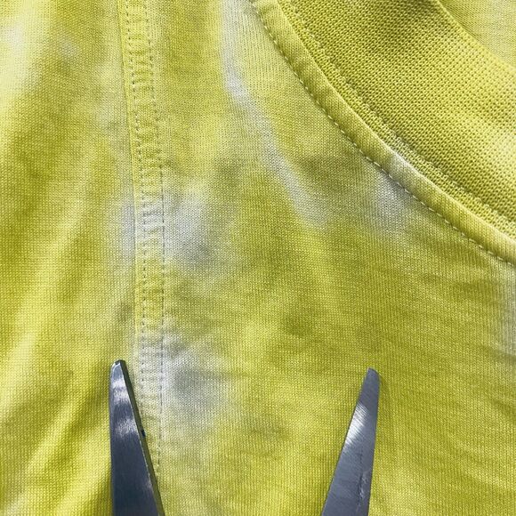 LULULEMON 10 All Yours Cropped Workout Top Pima Cotton Tie Dye Tank Neon Yellow - Picture 3 of 12